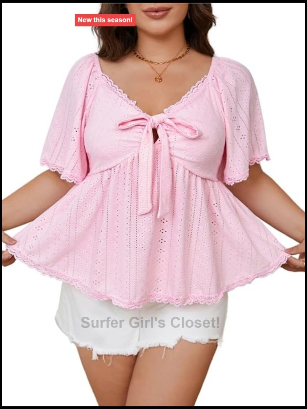 Plus Size Y2K Babydoll Peplum Top V-Neck Short Sleeve Ruffle Flowy T-Shirt